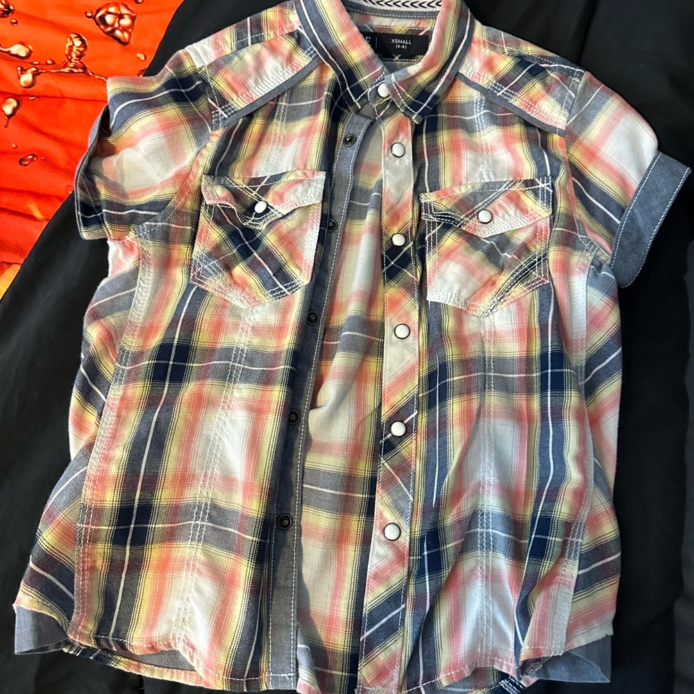 BKE Blue and Pink Plaid Button Down Shirt